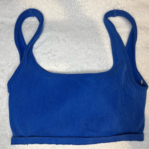 Forever 21 Blue Ribbed Crop Top - Picture 1 of 9
